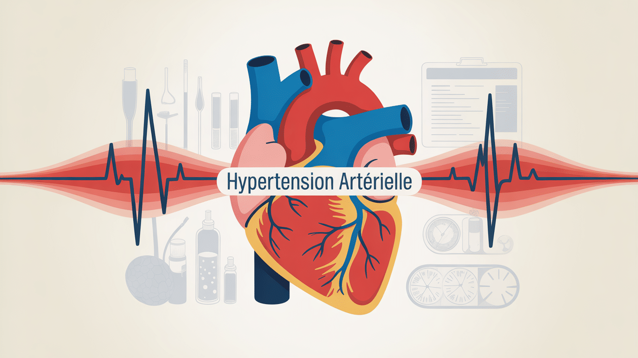 Illustration centrale du cœur et artères pour 2 types d’hypertension artérielle