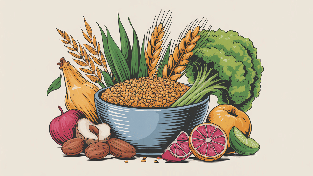 Barre de cereale proteine entourée d'ingrédients bruts