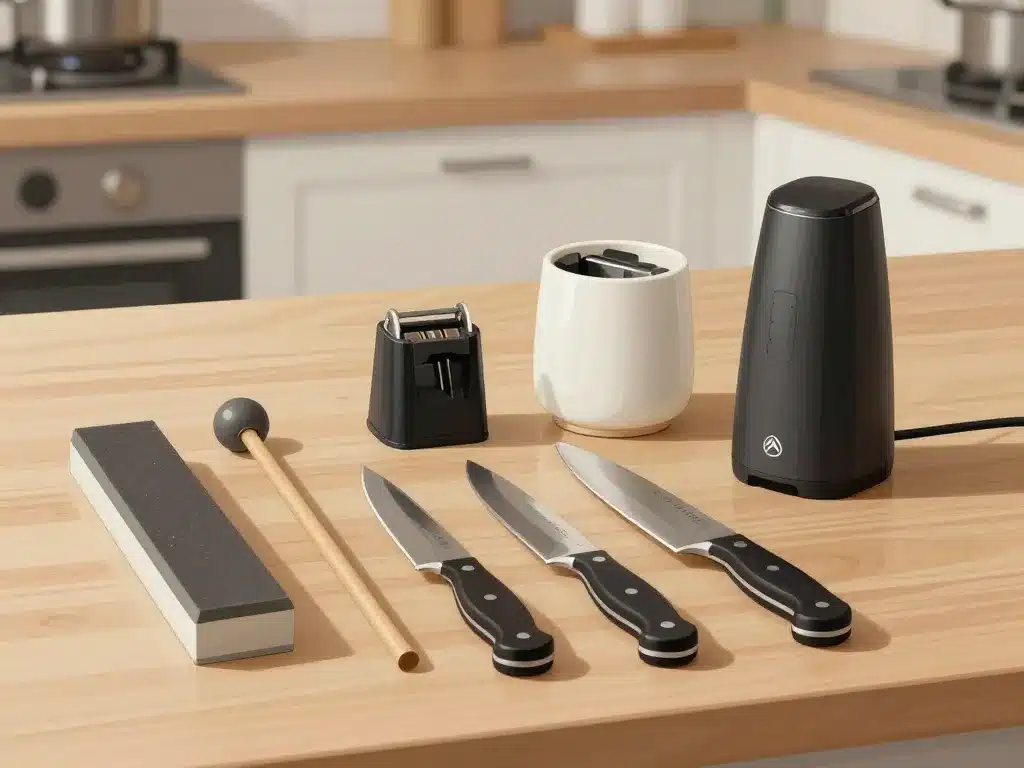 comment aiguiser un couteau avec différents outils d'aiguisage