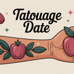 illustration élégante de dates tatouage sur poignet avec symboles souvenirs