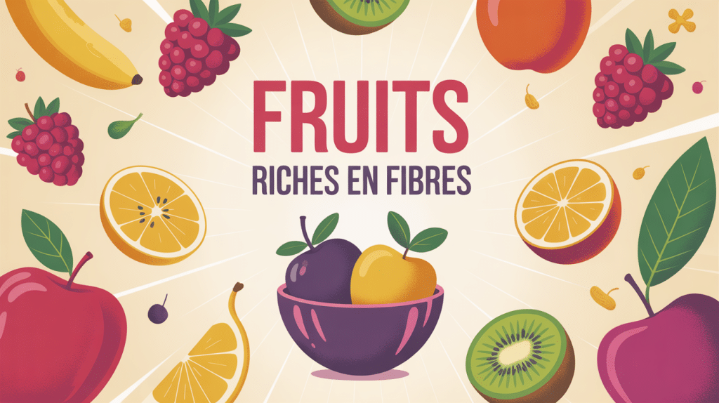 fruit avec des fibres bol stylisé et fruits variés