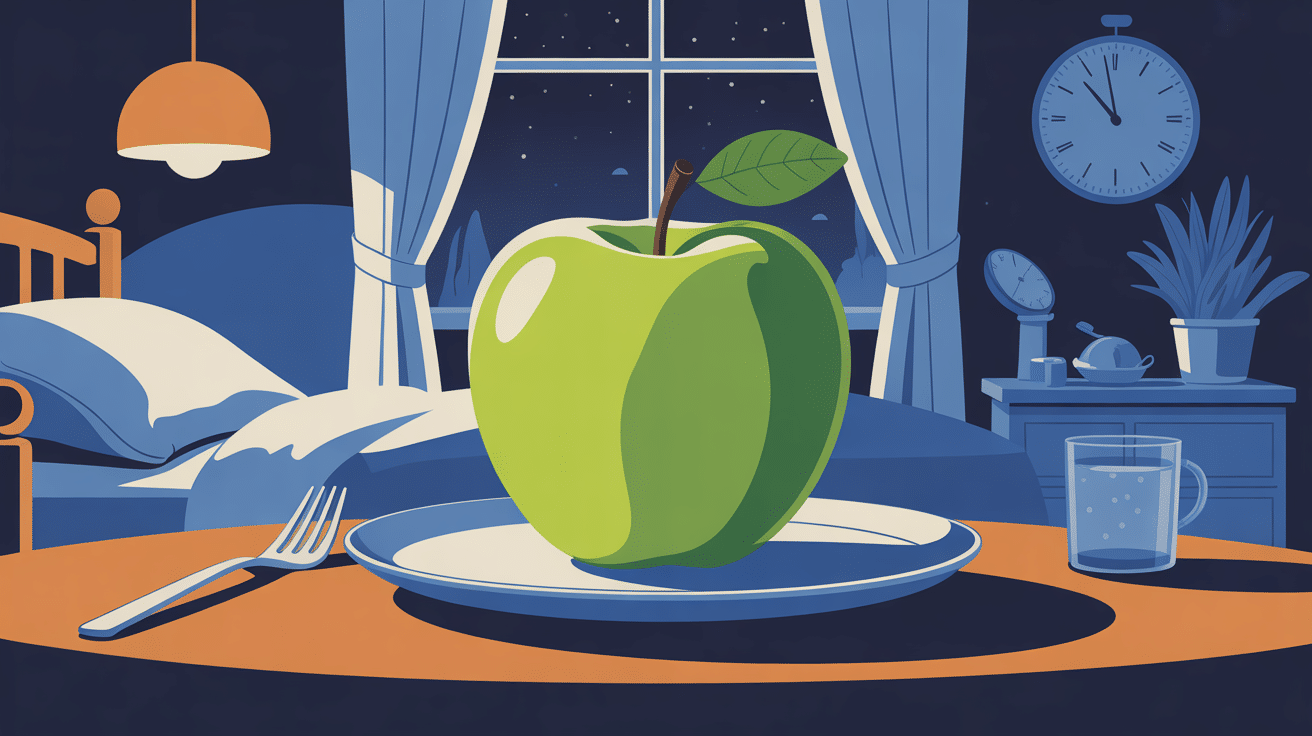 manger une pomme le soir illustration soir confortable