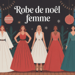 illustration robe de noel femme ambiance festive
