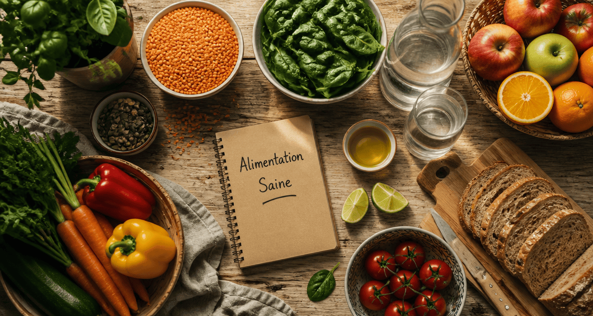 aliment bon pour la santé sur table rustique
