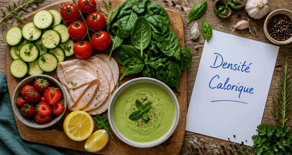 aliments faibles en calories, légumes, fruits et dinde