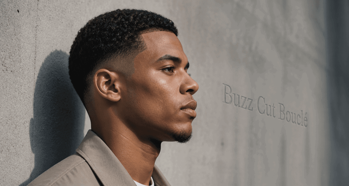 buzz cut cheveux bouclés jeune homme profil