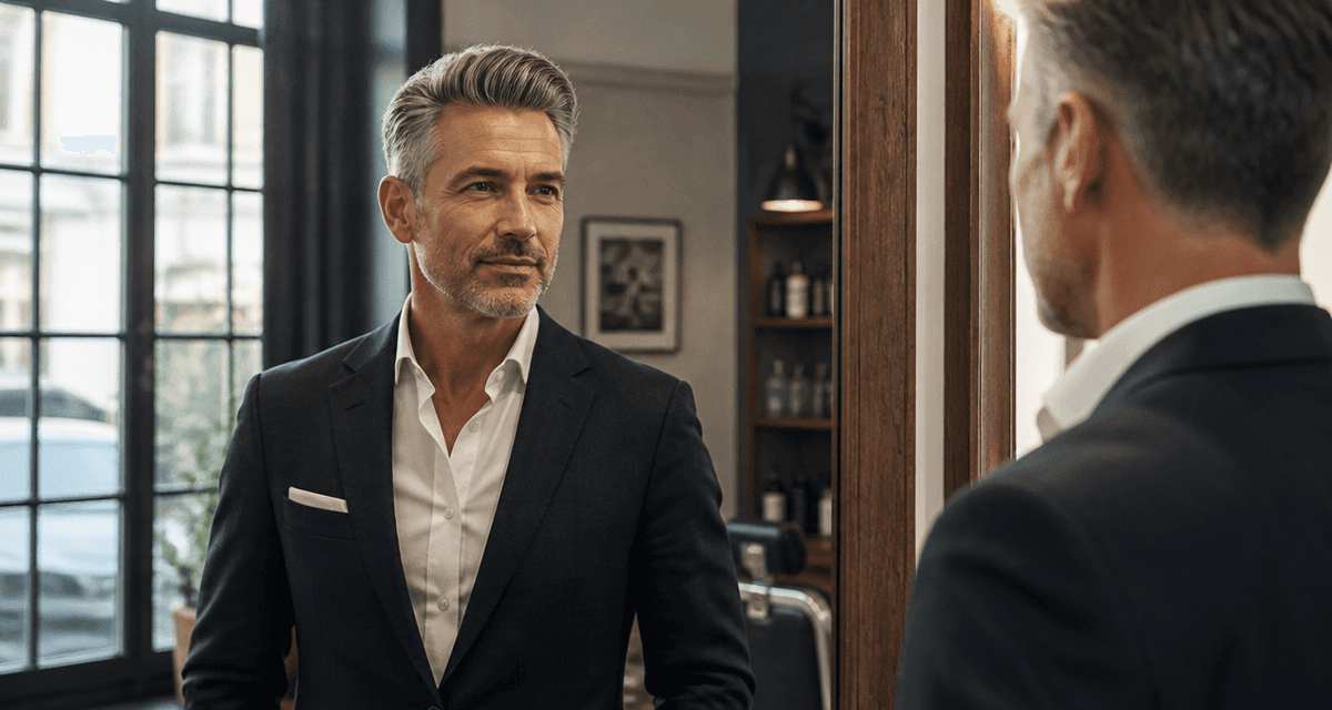 Coupe homme 50 ans style élégant cheveux poivre et sel
