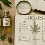 difference cbd et thc flacons et infographie comparative