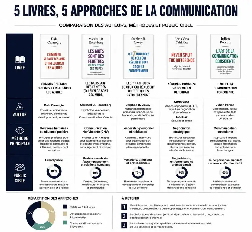 Tableau comparatif des meilleurs livres sur la communication pour choisir son ouvrage de référence