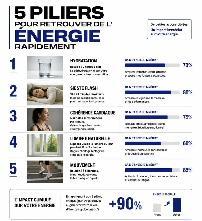 Infographie sur les méthodes pour avoir de l'énergie rapidement