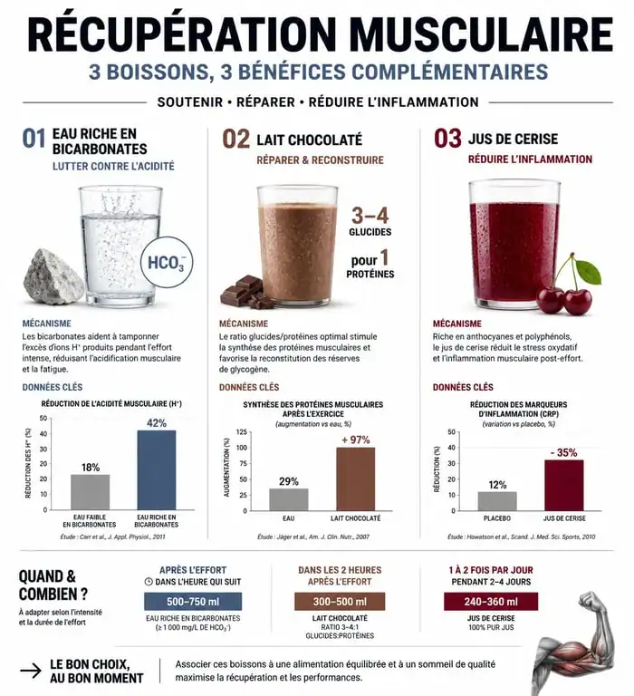 Infographie sur les meilleures boissons pour soulager les courbatures après le sport