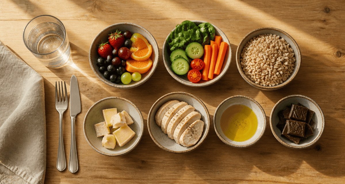 les 7 groupes d aliments tableau sur une table
