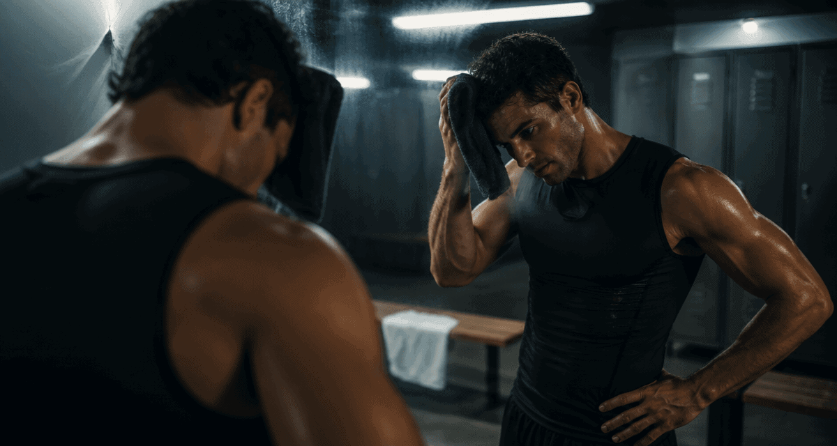 Les bienfaits de la transpiration pendant le sport athlète s'essuie dans vestiaire