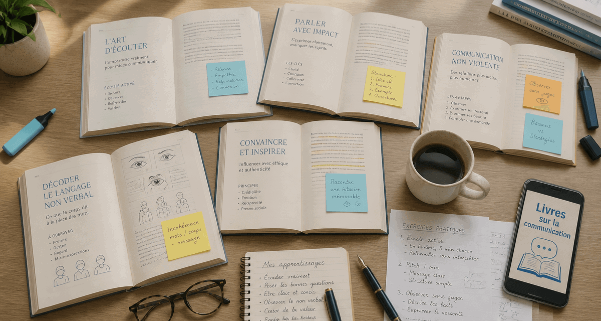 livre sur la communication sur un bureau avec exercices