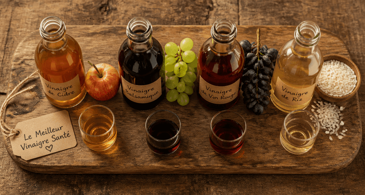 meilleur vinaigre pour la sante plateau bouteilles et ingredients