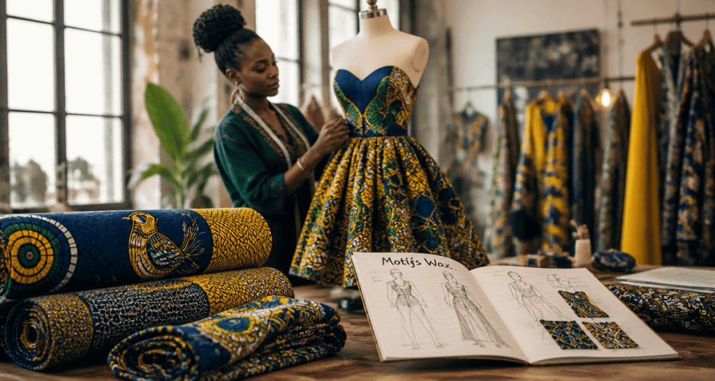 motifs wax rouleaux et styliste en atelier