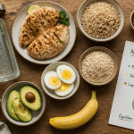 nutrition pour la musculation flat-lay aliments