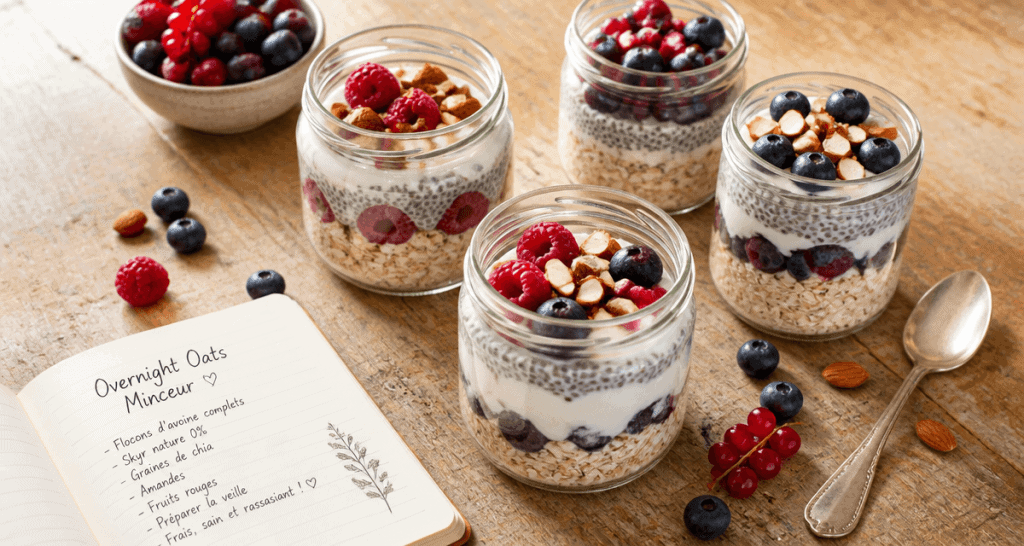 overnight oats perte de poids avec fruits et graines