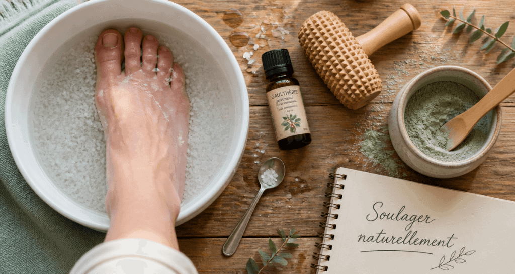 tendinite sous le pied remede de grand mere bain sel huiles