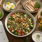 aliment pour perdre le ventre bol salade quinoa avocat poulet œuf brocolis