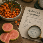 Classement fruit vitamine C : acérola et argousier (baies riches en vitamine C).