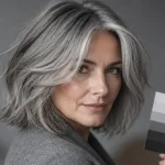 Coupe cheveux gris dégradé : volume, mèches grises face framing