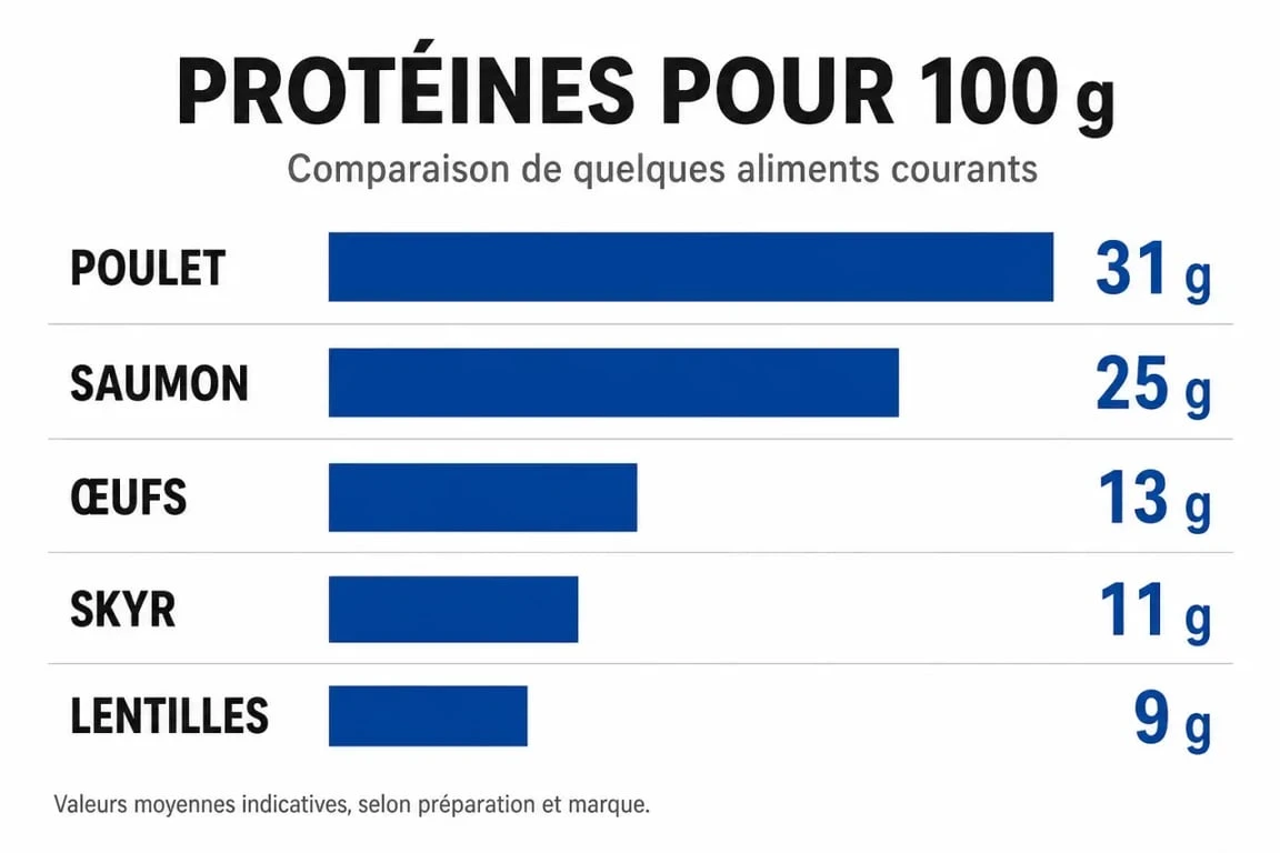 Infographie des aliments riches en protéines pour personnes âgées et leur teneur nutritionnelle