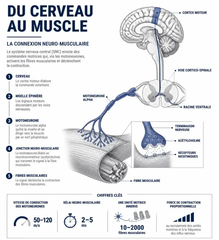 Schéma explicatif du mécanisme physiologique du tremblement intérieur du corps et de la fatigue nerveuse