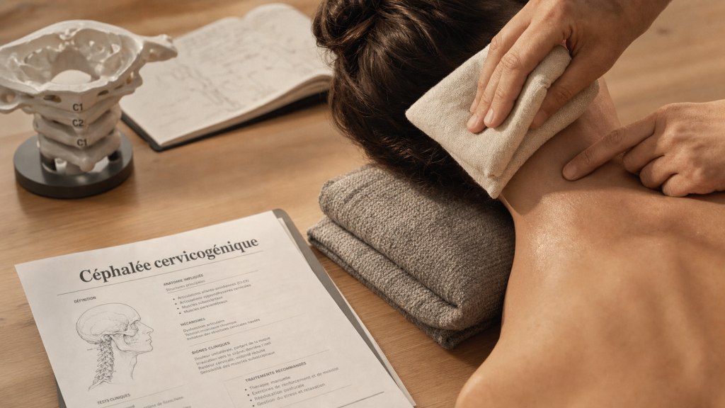 Maux de tete et cervicales : céphalée cervicogénique, auto-massage nuque et compresse chaude