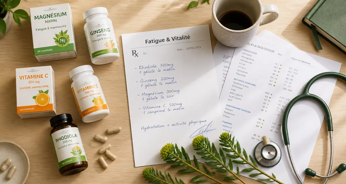 medicament contre la fatigue sur bureau avec vitamines