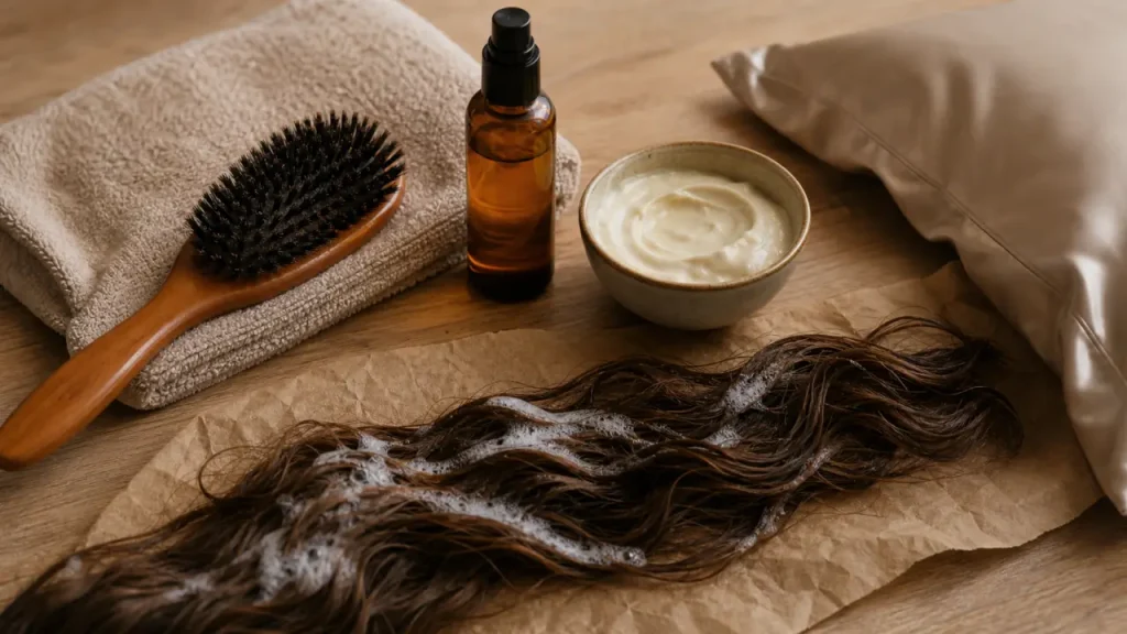 Cheveux mousseux : porosité, humidité et gestes doux pour retrouver des longueurs souples