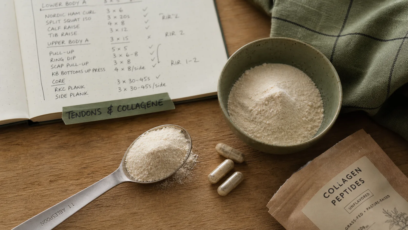 Complément alimentaire pour renforcer les tendons : collagène, curcumine et minéraux