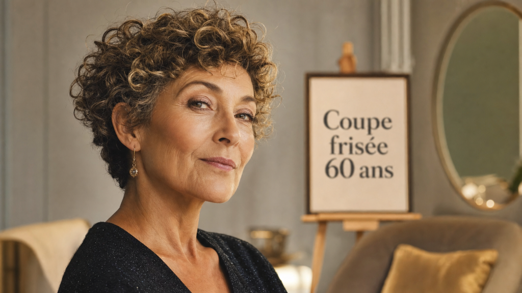 Coupe cheveux frisés courts femme 60 ans : dégradé léger volumisant