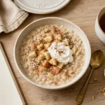Idées de petit-déjeuner équilibré : porridge pomme-cannelle au skyr et chia