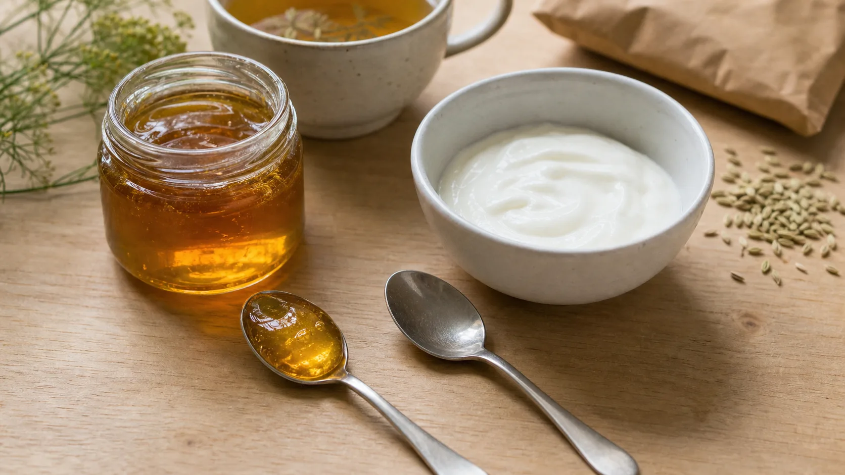 Miel fait grossir : une cuillère de miel et comparaison avec yaourt