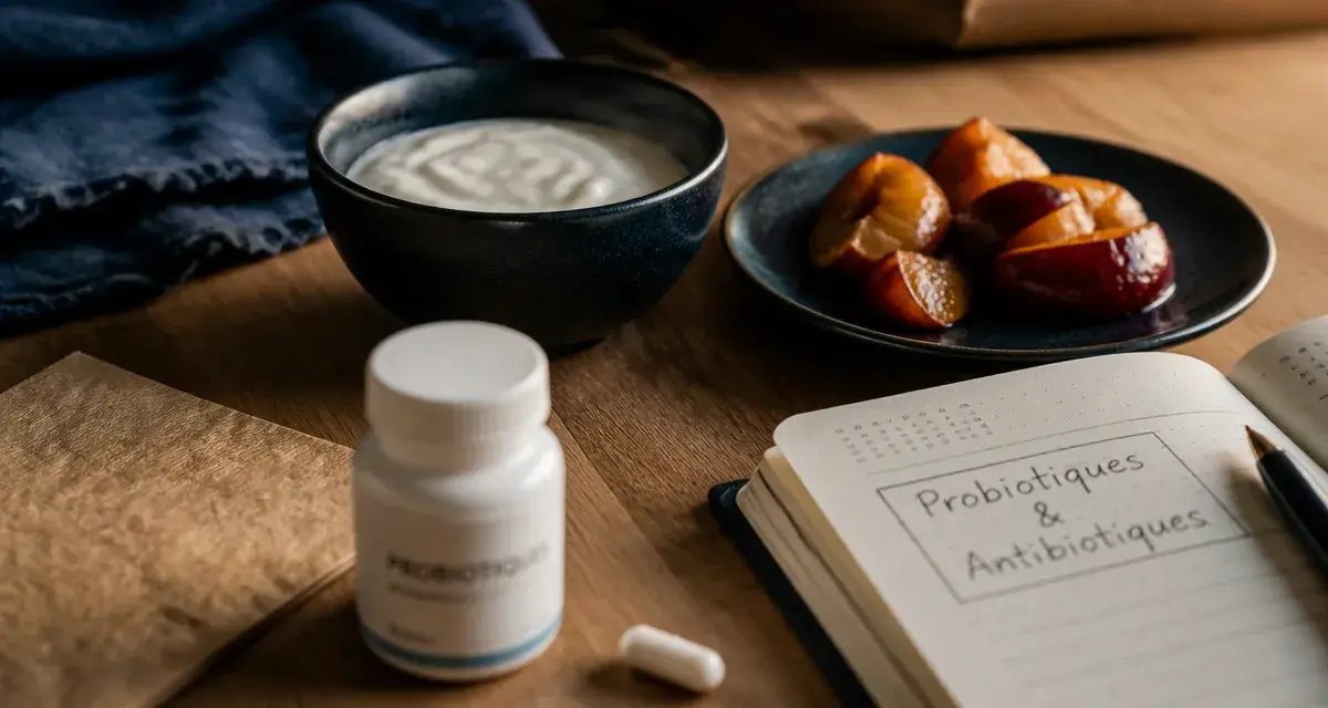 Probiotique apres antibio : gélule et yaourt, prise après 2 h