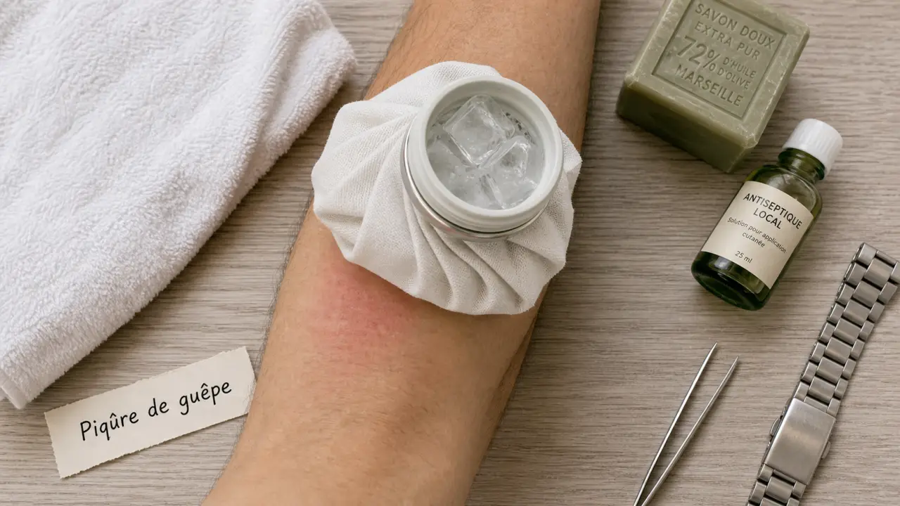 Que faire en cas de piqure de guepe : compresse froide et antiseptique