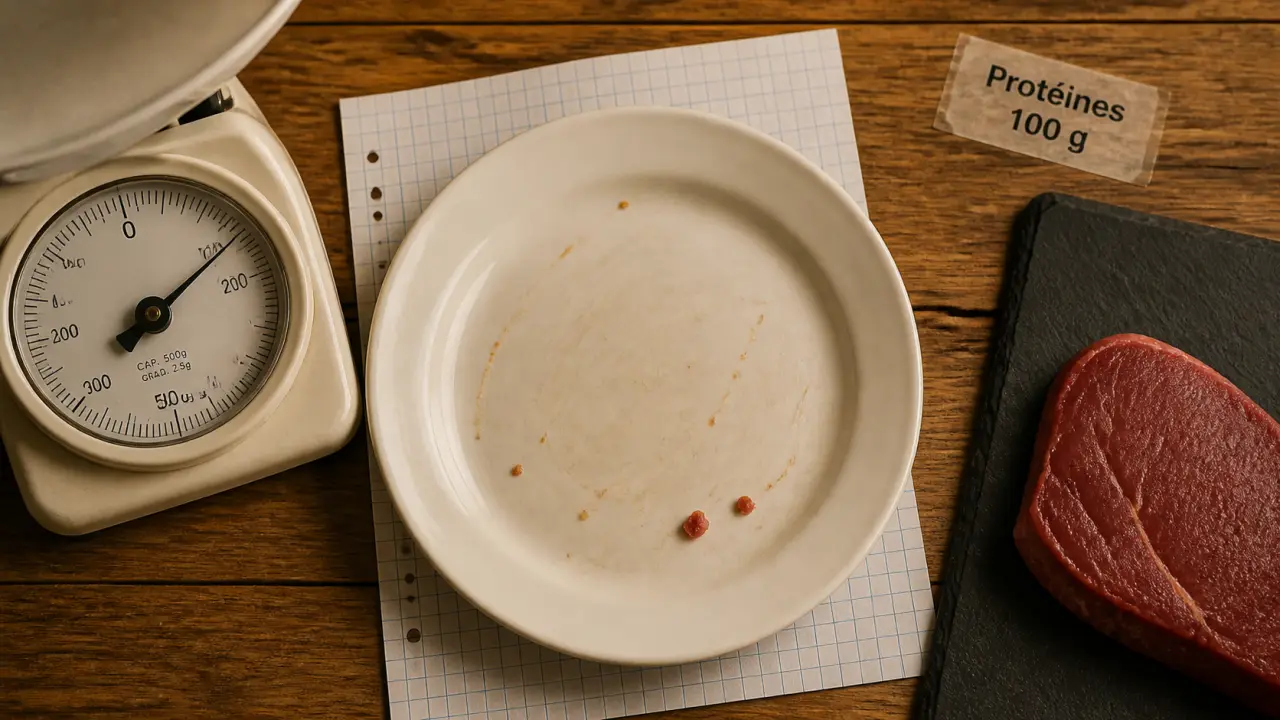 Combien de proteine dans 100g de viande rouge : 20 à 32 g, portion de rumsteck