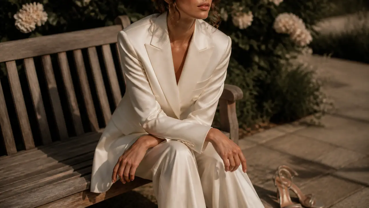 Costume femme mariage ivoire, look chic et moderne