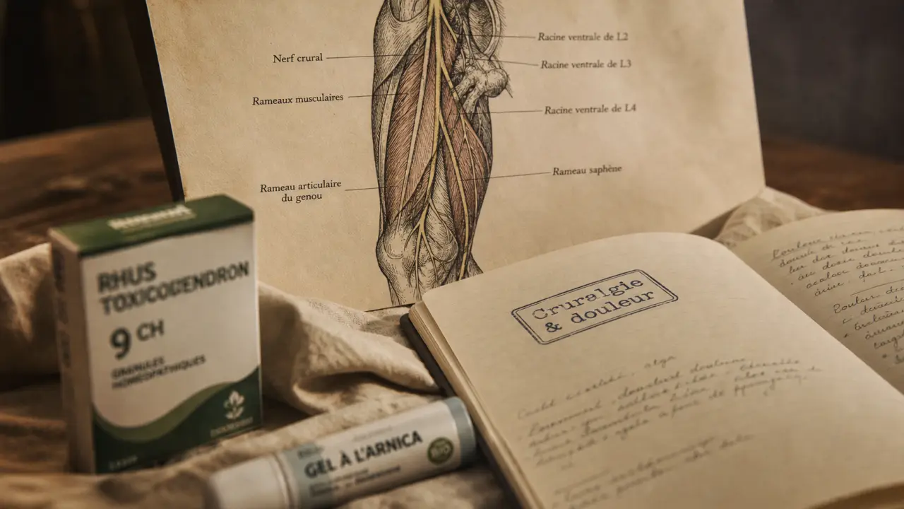 Cruralgie homeopathie : granules et arnica pour la douleur