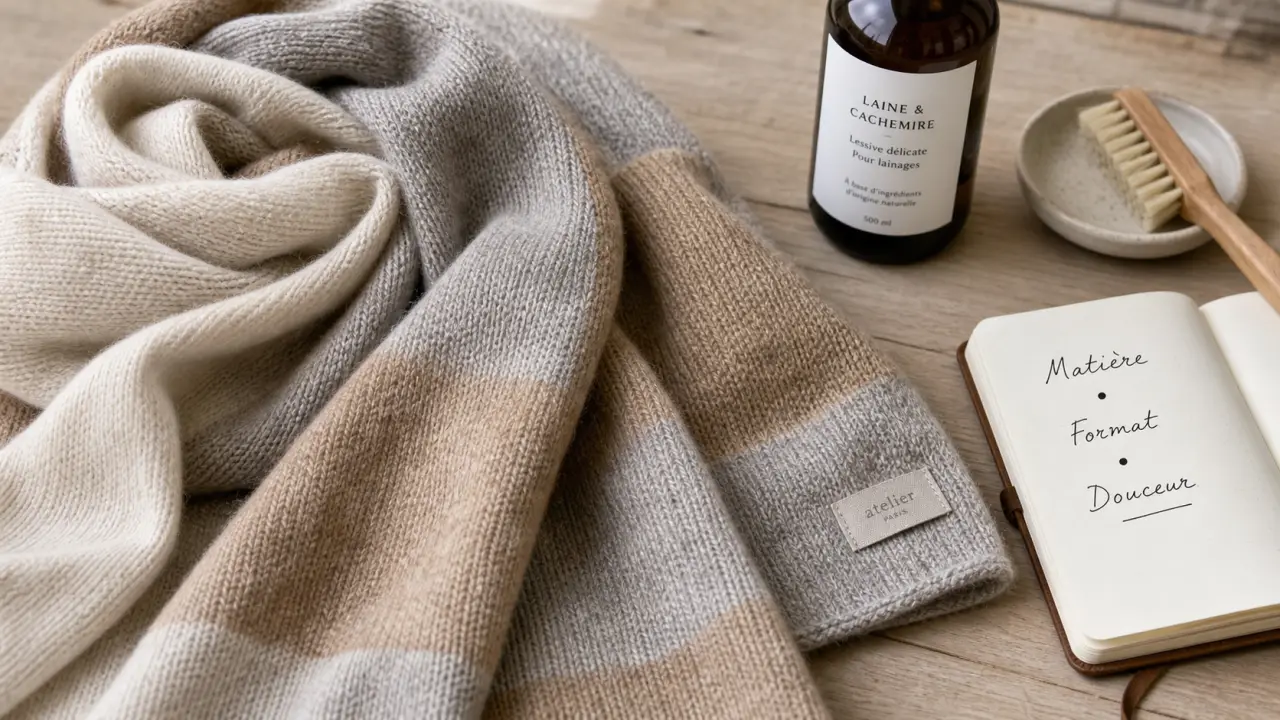 Écharpe femme hiver en cachemire et laine, texture douce