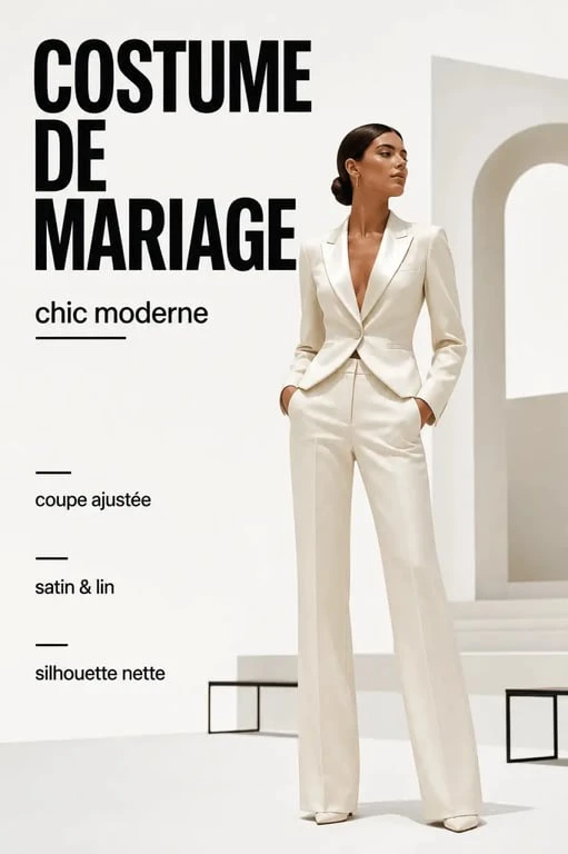 Costume femme mariage élégant et moderne porté par une invitée de cérémonie