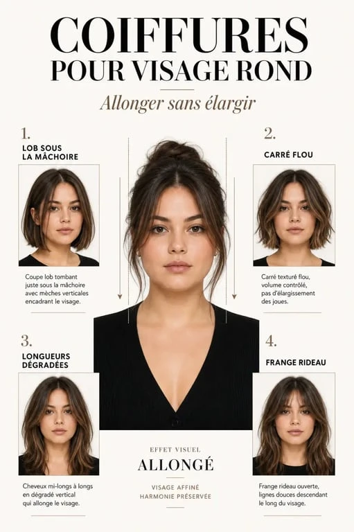 Visage rond coupe de cheveux : quatre coiffures flatteuses pour affiner visuellement le visage