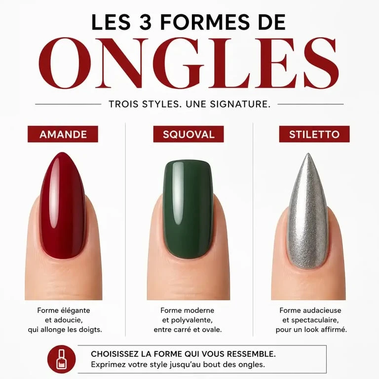 Comparatif des formes d'ongles pour noel 2025 : amande, squoval et stiletto