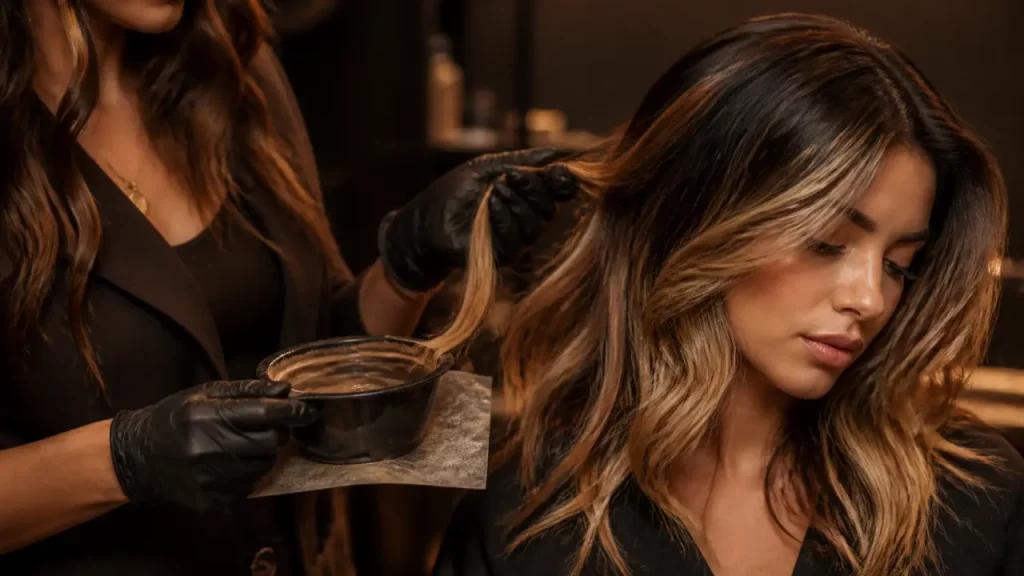 Mèche blonde sur du brun : le contraste juste pour éclaircir sans effet orange