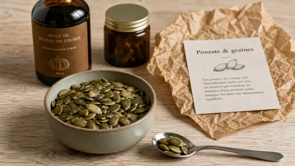 Graines de courge et prostate, un soutien naturel du confort urinaire sans promesse miracle