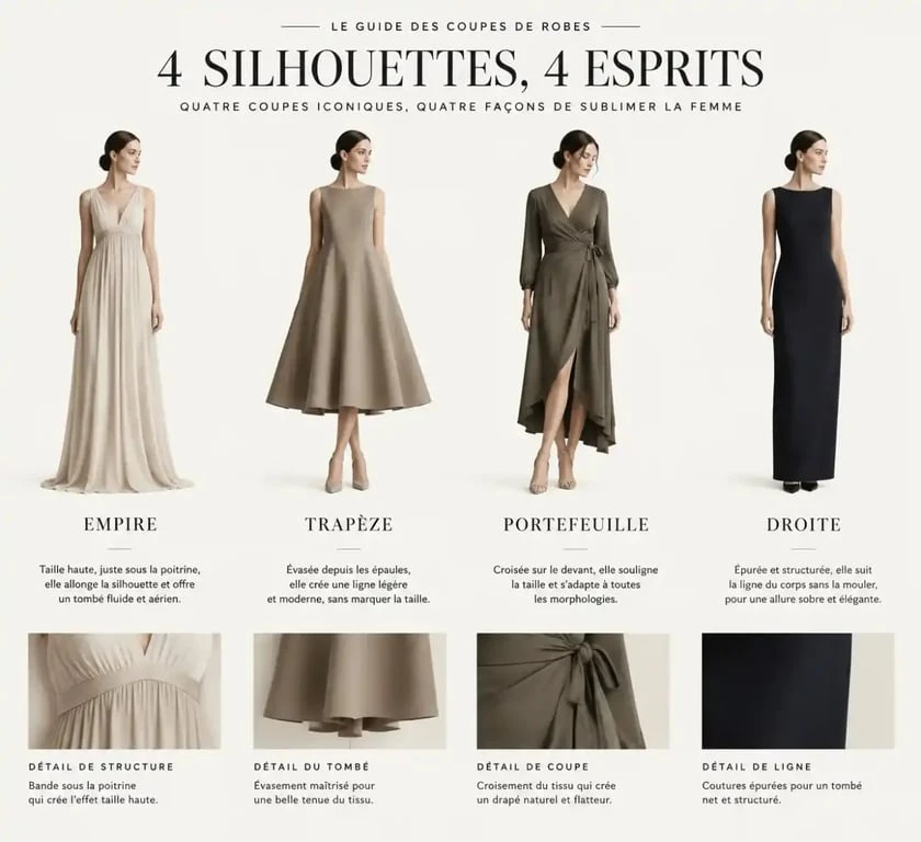 Différentes coupes de robe pour cacher le ventre et affiner la silhouette
