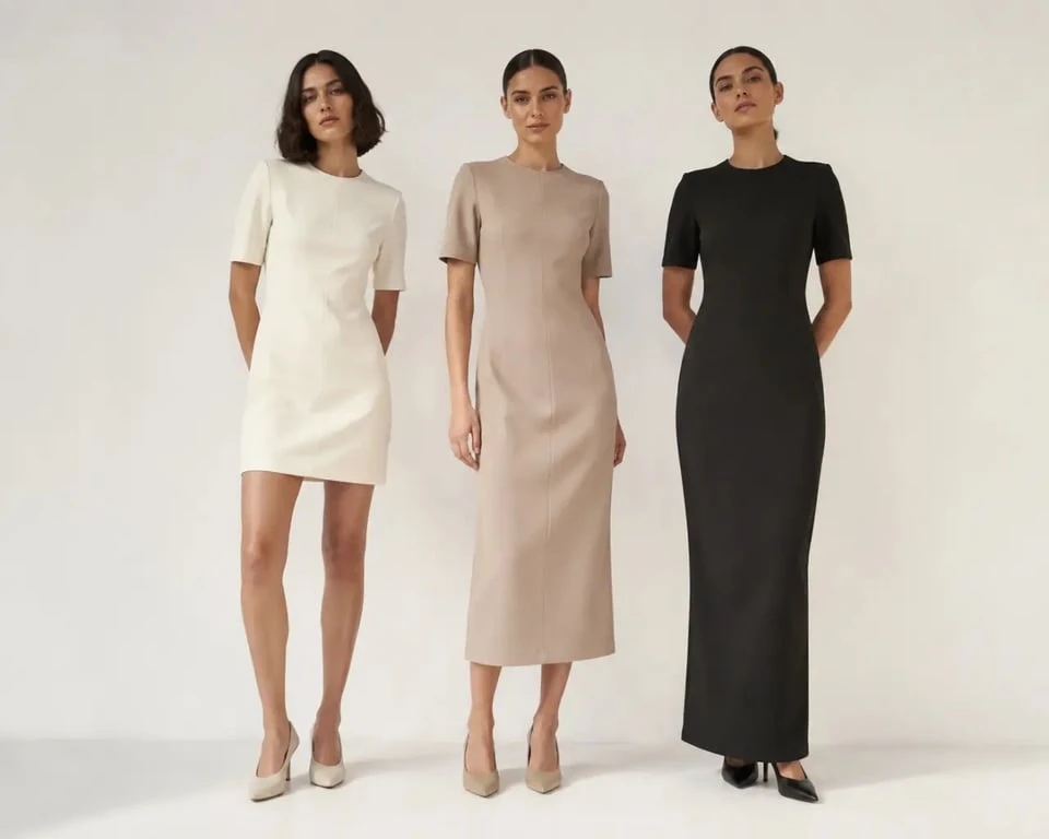 Robe droite chic et élégante en versions mini, midi et maxi