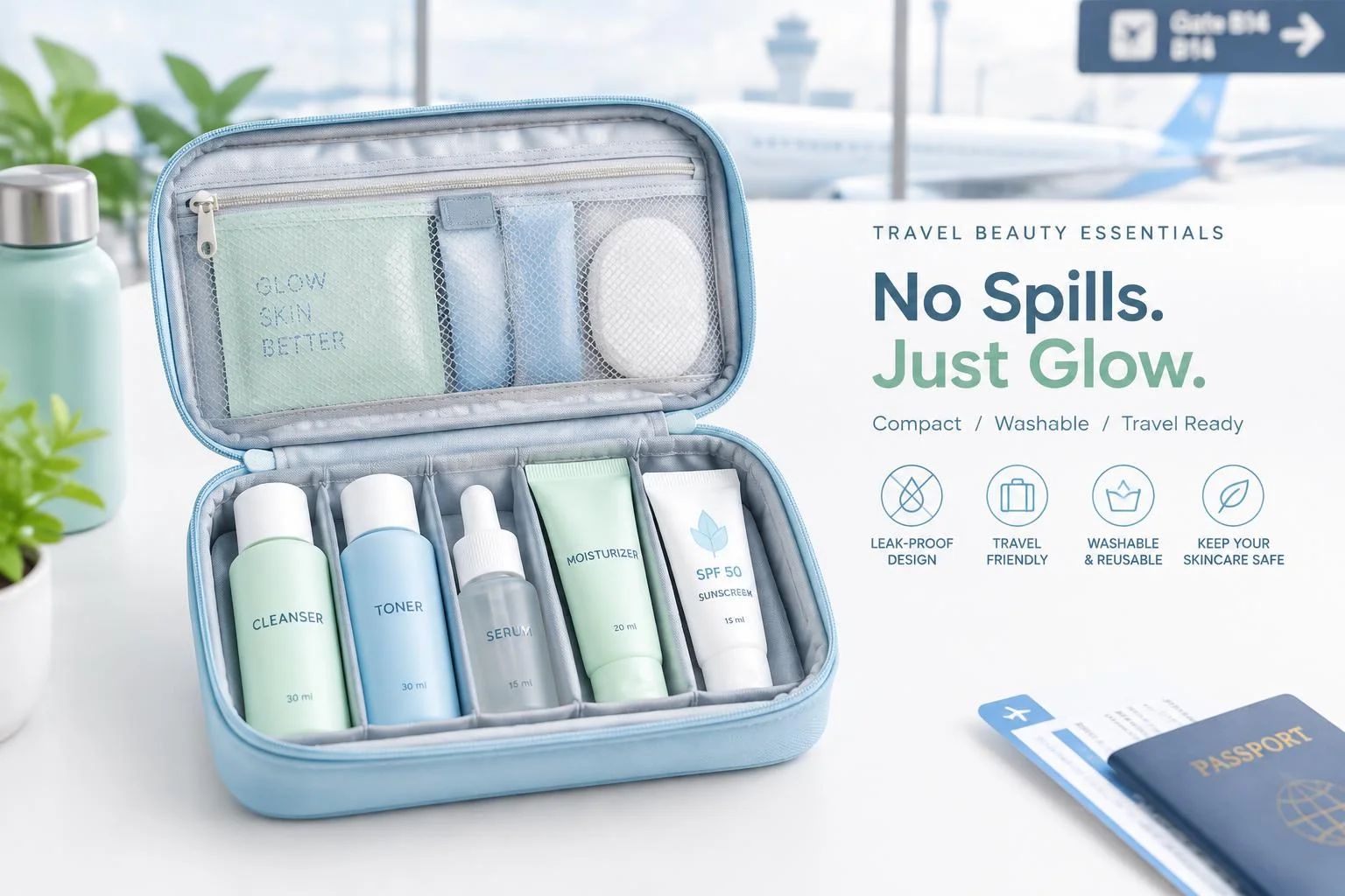 Trousse beauté légère pour voyager sans fuites