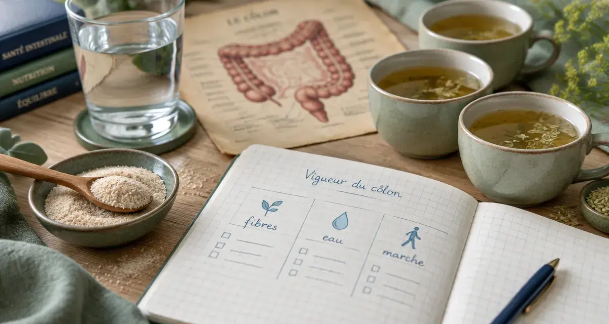 Nettoyage intestinal : fibres, eau et marche sur table